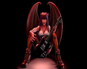 So You Want To Be Rock n Roll Star, guitar, fantasy, demon, female HD wallpaper