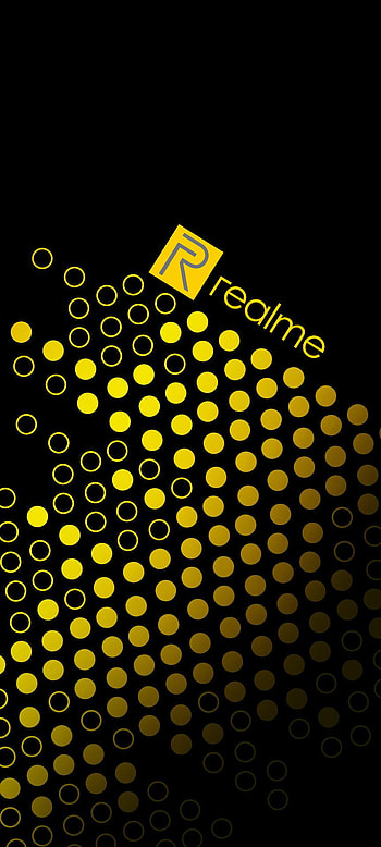 Realme C amarillo, pantalla, logo, puntos, fondos HD phone wallpaper