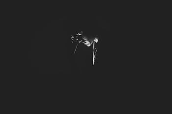 A solitary man is captured in a black and white moody setting, evoking feelings of loneliness and introspection. HD wallpaper