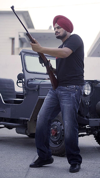 Sidhu Moose Wala Black, Jeep, Gun Background, gun, background HD phone wallpaper