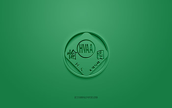 Happy Valley AA, creative 3D logo, green background, Hong Kong Premier League, 3d emblem, Hong Kong Football Club, Hong Kong, 3d art, football, Happy Valley AA 3d logo HD wallpaper
