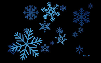 Snowflakes, winter, blue, by cehenot, black, snowflake HD wallpaper