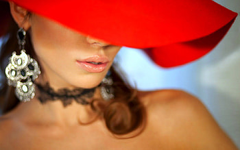 Mysterious girl, fashion, model, lips, hat, woman HD wallpaper