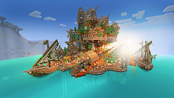 Pirates in Minecraft: Pirate Ships, Desert Islands ️ REALMCRAFT HD wallpaper