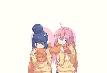 Anime girls, Yuru Camp, Nadeshiko Kagamihara, Rin Shima, scarf HD wallpaper
