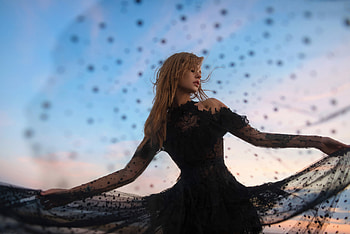 Girl In Black Web Dress Elegance, girls, model, black-dress HD wallpaper