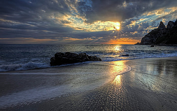 Sunset, sky, nature, sunsets, beaches HD wallpaper