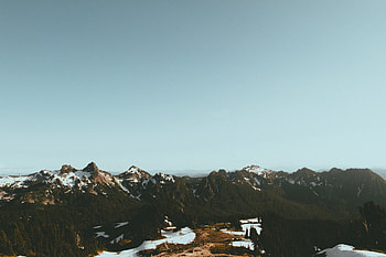 Nature, snow mountains, clean sky HD wallpaper