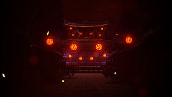 Night, Lights, Dark, Lanterns, Glow, Pagoda HD wallpaper