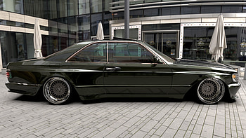 SEC in front of the store, black, classic, gloss, ri, , sec, tuorqouise, 3680x2160, mercedes, 1920x1080, 3d, reflection, school, 2020, v8, 3dsmax, , led, mentalray, c126, vray, 2018, panorama, environment, 2019, green, hop, 360, glossy, SEC WIDEBODY HD wallpaper