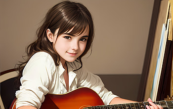 Cute girl with guitar, AI Art, cute, guitarist, guitar HD wallpaper