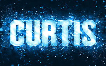 Happy Birtay Curtis, , blue neon lights, Curtis name, creative, Curtis Happy Birtay, Curtis Birtay, popular american male names, with Curtis name, Curtis HD wallpaper