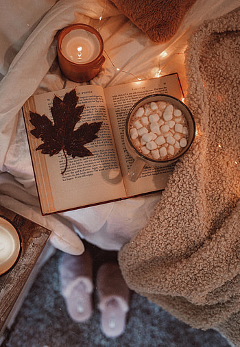 Autumn, Miscellanea, Miscellaneous, Sheet, Leaf, Book, Maple, Coziness, Comfort, Cocoa HD phone wallpaper