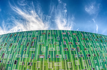 Green, facade, sunny day, building, architecture HD wallpaper