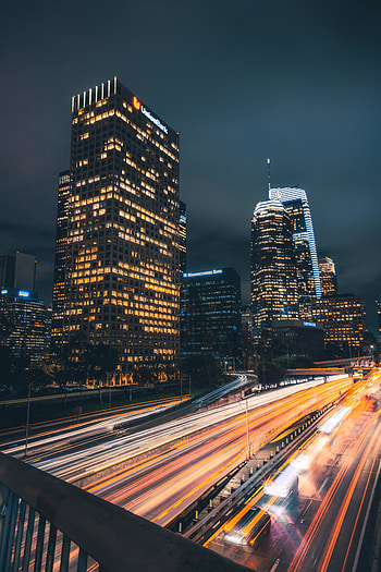 High buildings, city, night HD phone wallpaper