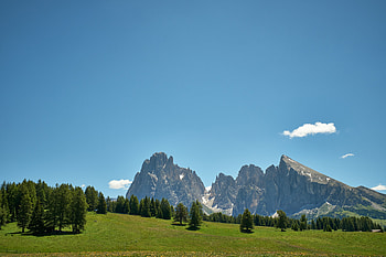 Nature, Trees, Grass, Sky, Mountains, Rocks HD wallpaper
