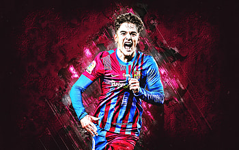Gavi, FC Barcelona, Spanish football player, portrait, burgundy stone background, football, Pablo Martin Paez Gavira, La Liga, Spain HD wallpaper