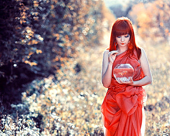 Redhead beauty, redhead, model, bowl, woman HD wallpaper