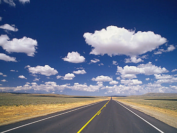 Nature, Clouds, Road, Markup, Asphalt, Line, Band, Stripe, Roadside, Shoulder HD wallpaper