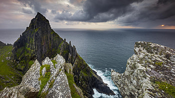 Coastline, Nature, sky, mountain HD wallpaper
