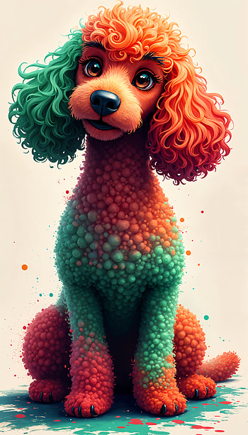 Colorful Poodle : A Playful Touch for Your Screen, dog, colorful, cartoon, pet HD phone wallpaper