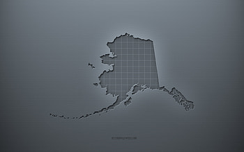Alaska map, gray creative background, Alaska, USA, gray paper texture, American states, Alaska map silhouette, map of Alaska, gray background, Alaska 3d map HD wallpaper