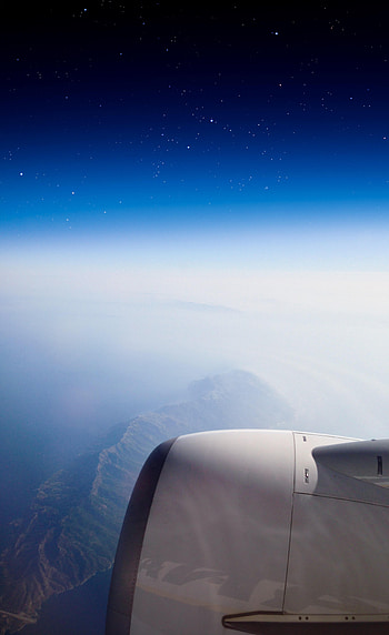 Mountains, View From Above, Miscellanea, Miscellaneous, Starry Sky, Plane, Airplane HD phone wallpaper