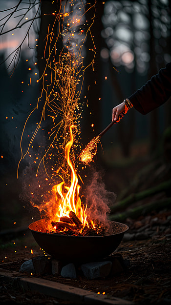 Enchanted Blaze: Magical Fire Spell , fire, campfire, flame, sparkles HD phone wallpaper