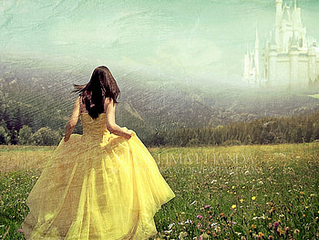 Away away from me, girl, cg, 2d, field HD wallpaper