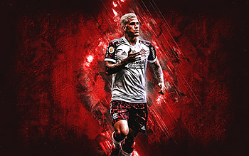 Pedro Guilherme, Flamengo, Brazilian footballer, portrait, red stone background, Serie A, Clube de Regatas do Flamengo, Italy HD wallpaper