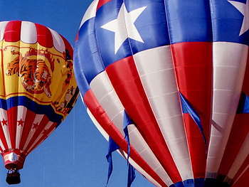Red White and Blue, hot, sky, balloon, air HD wallpaper