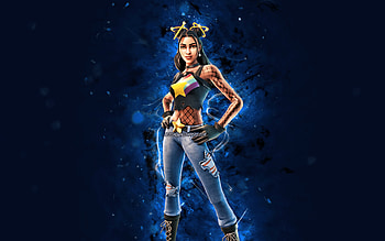 Celeste, , blue neon lights, Fortnite Battle Royale, Fortnite characters, Celeste Skin, Fortnite, Celeste Fortnite HD wallpaper