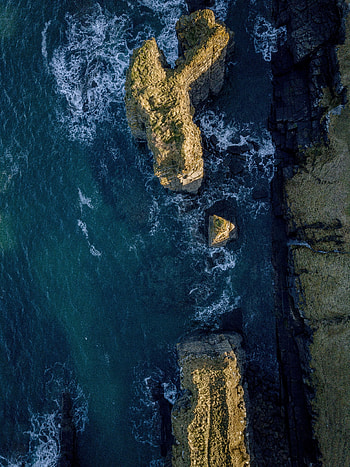 Nature, Water, Sea, Waves, Rocks, View From Above HD phone wallpaper