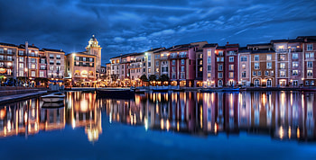 Cities, Houses, Boats, Building, Lights, Night City HD wallpaper
