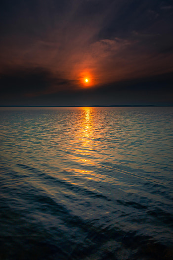 Nature, Sunset, Sun, Waves, Horizon, Glare HD phone wallpaper
