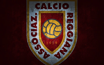 AC Reggiana 1919, Italian football team, burgundy background, AC Reggiana 1919 logo, grunge art, Serie B, football, Italy, AC Reggiana 1919 emblem HD wallpaper
