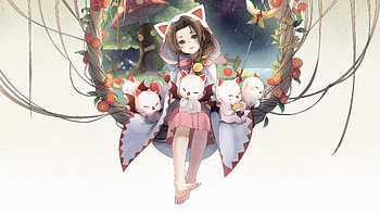 Anime Girl Aerith with Moogles HD wallpaper