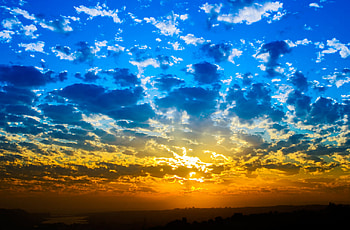 Beautiful Sunset, blue, golden clouds, colorful, sky, sunset HD wallpaper