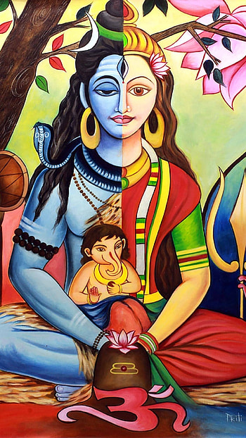 Bholenath Ki , Lord Shiv, Goddess Parvati, little ganesha HD phone wallpaper