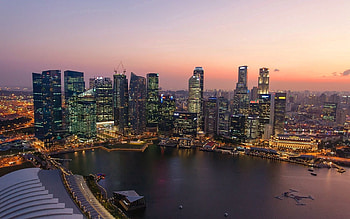 Cities, Rivers, Sunset, Building, Skyscrapers, Singapore HD wallpaper