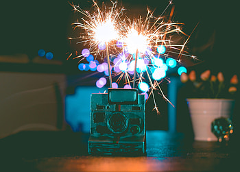 Holidays, Glare, Sparks, Sparkler, Polaroid HD wallpaper