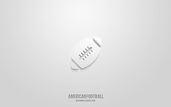 American football 3d icon, white background, 3d symbols, American football, sport icons, 3d icons, American football sign, sport 3d icons HD wallpaper
