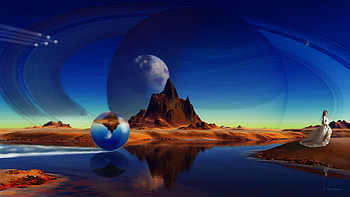 Invading Orbs, water, crystalorbs, youngwoman, Girl, desertplanet, planetsinspace HD wallpaper