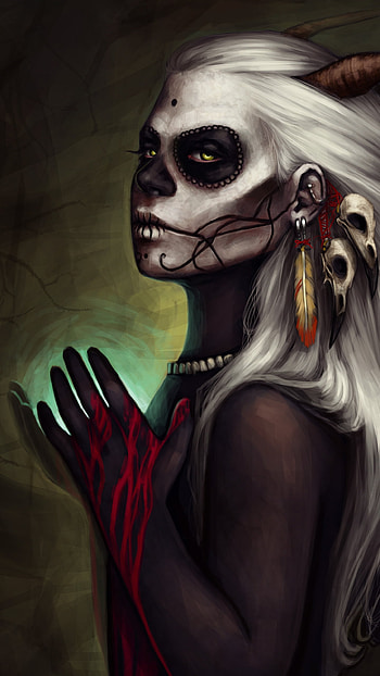 The Crow Mother, artistic, sugar skull HD phone wallpaper