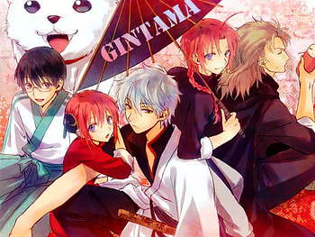 Friends!!! :D, Kagura, Sadaharu, Sakata Gintoki, Friends, Shimura Shinpachi, Kamui, Boys, Anime, Original, Cute, Girl, Just Away, gintama, Abuto HD wallpaper