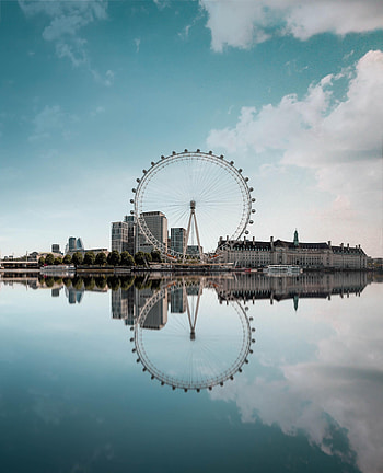 Cities, Water, City, Reflection, Ferris Wheel, Attraction HD phone wallpaper