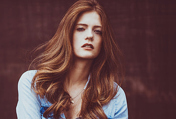 Redhead, woman, jeans jacket, gorgeous model HD wallpaper