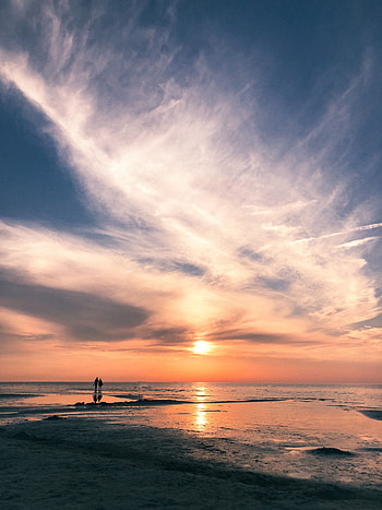 Beach, Nature, Water, Sunset, Sea, Sun, Sand HD phone wallpaper