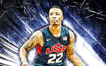 Damian Lillard, grunge art, USA Basketball Mens National Team, Damian Lamonte Ollie Lillard, blue abstract rays, basketball, US mens national basketball team, creative, Damian Lillard HD wallpaper