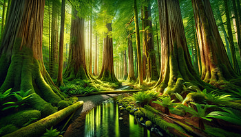 Enchanted Forest - Mystical Woods Background, nature, forest, tree, stream, sunlight HD wallpaper
